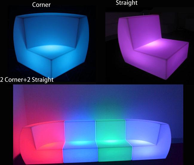 Licht-Möbel-Schnittecke des modernen Entwurfs-LED und gerades LED-Sofa mit Kissen