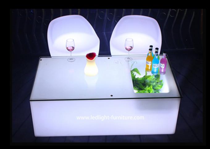 Glasplatte KTV LED belichtete Belastbarkeit des Cocktail-Tisch-200KGS mit Eis-Eimer