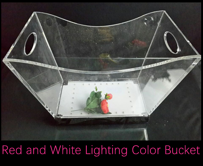 Kundengebundener transparenter LED-Eis-acrylsauereimer mit buntem Licht und zwei Griffen