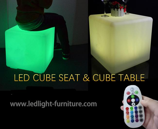 Würfel-Seat belichtete Nachtklub-Möbel RGB Plastik-LED mit Fernbedienung