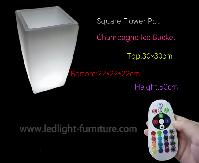 Quadratische hohe geführte Blumen-Töpfe/führten Farbändernden Eis-Eimer für Champagne