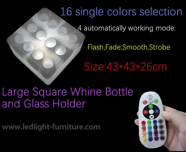 Das große geführte Quadrat leuchten Eis-Eimer/Flasche beleuchteten dienenden Behältern mit 16 Löchern
