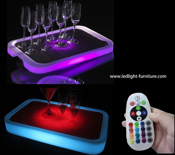 Quadrat-LED beleuchtete dienende Behälter entblößen Waren-Werkzeug-Art für Verein-Wein-Gläser