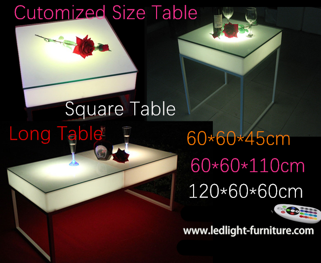 60*60cm Quadrat kundengebundener LED Cocktail-Tisch, Portable leuchten Bartisch 