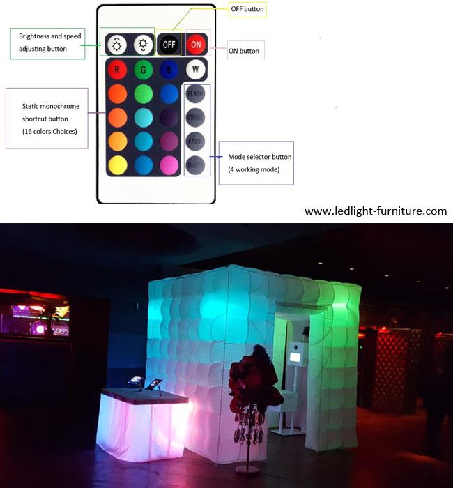 Weißer aufblasbarer LED Würfel-Passfotoautomat Oxfords mit 16 Farben, die Lichter ändern