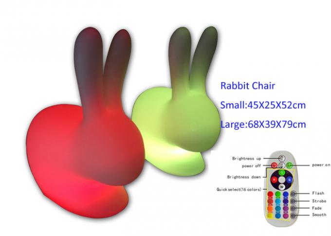 Kinderspiel geführter Glühen-Möbel-Kaninchen-Stuhl mit buntem Licht, Plastik