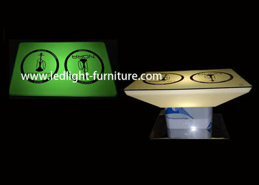 China Kundengebundene Höhen-Glühen-Möbel-Beleuchtungs-Huka-Tabelle mit Logo-Glasplatte fournisseur