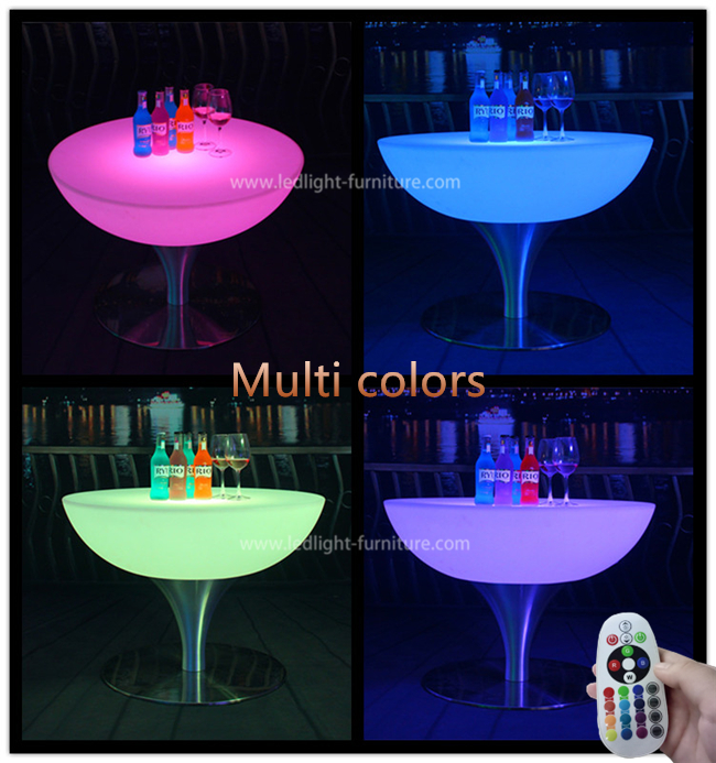Batteriebetriebene Farben LED-Cocktail-Tisch-16, die mit Edelstahl-Basis ändern