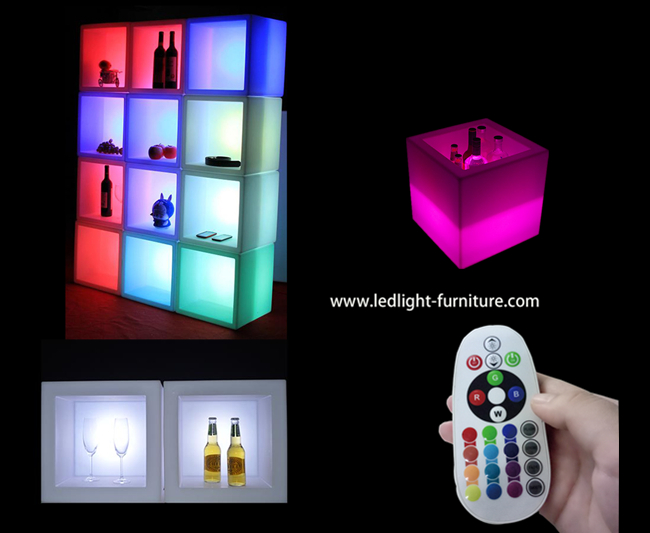 Wieder aufladbare des Polyäthylen-LED Eis-Eimer-Kühlvorrichtung Würfel-des Licht-40cm für Flaschen-Anzeige