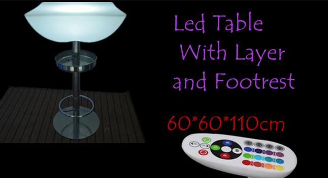 Bunte LED beleuchtete Cocktail-Tische wieder aufladbar mit Flaschen-Schicht und Schemel
