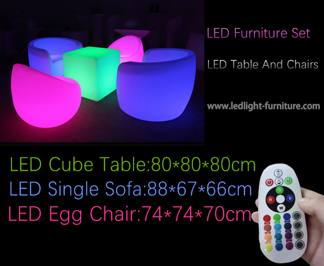Wasserdichter einzelner LED-Licht-Sofa-Möbel-Satz im Freien mit Glühen-Würfel-Tabelle
