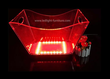 China Kundengebundener transparenter LED-Eis-acrylsauereimer mit buntem Licht und zwei Griffen fournisseur